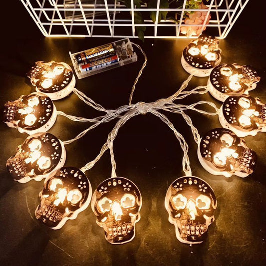 Skull String Lights – Spooky Halloween Decoration (Battery Powered)