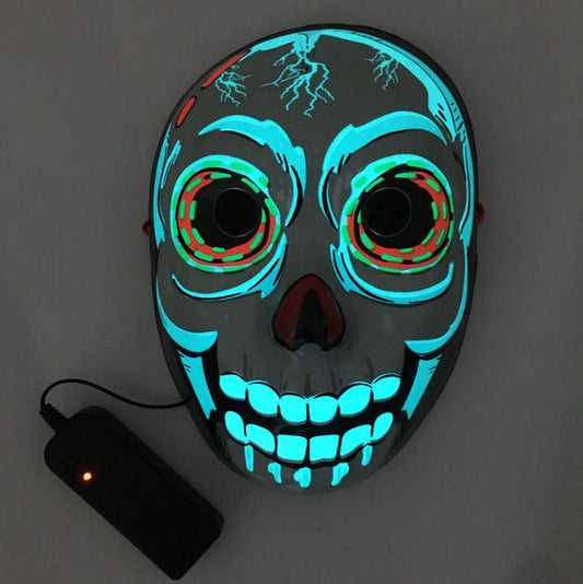 LED Neon Glowing Halloween Mask – Luminous EL Light-Up Party & Cosplay Face Mask