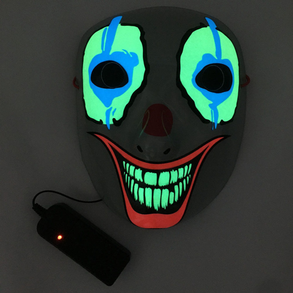 LED Neon Glowing Halloween Mask – Luminous EL Light-Up Party & Cosplay Face Mask