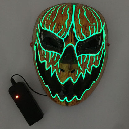 LED Neon Glowing Halloween Mask – Luminous EL Light-Up Party & Cosplay Face Mask